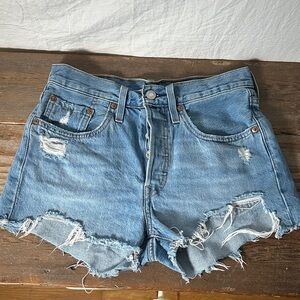Levi's Distressed Blue Jean Shorts